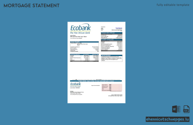 Nigeria Ecobank Hypothekenabrechnung Word- und PDF-Beispielvorschau